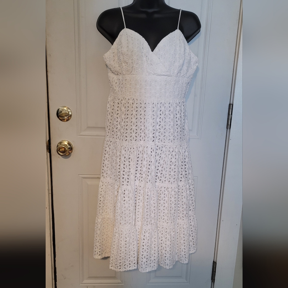 INC International Concepts White Tiered Midi Sundress